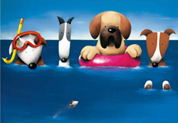Doggie Paddle by Doug Hyde - Limited Edition on Paper sized 26x19 inches. Available from Whitewall Galleries